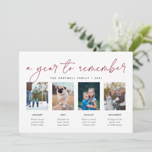 Een jaar om te onthouden | Jaar in Review Foto-col Feestdagenkaart (Staand voorkant)