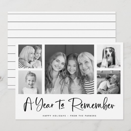 Een jaar om te onthouden | Minimalistische fotogri Feestdagenkaart (Voorkant / Achterkant)