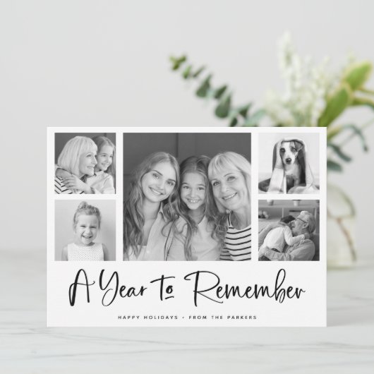 Een jaar om te onthouden | Minimalistische fotogri Feestdagenkaart (Staand voorkant)