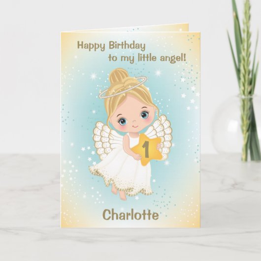 Een jaar oud Cute Little Angel Wenskaart Kaart (Voorkant)