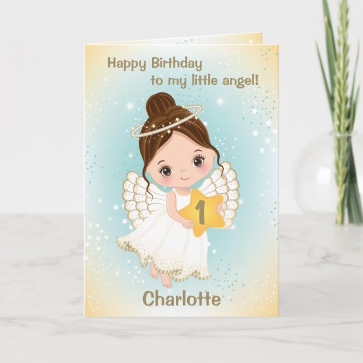 Een jaar oud Cute Little Angel Wenskaart Kaart (Voorkant)