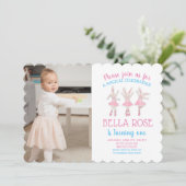 Een jaar oud meisje Ballerina Invite Kaart (Staand voorkant)