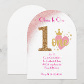 EEN JAAR OUD MEISJE VERJAARDAG UITNODIGING (Voorkant / Achterkant)