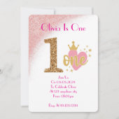 EEN JAAR OUD MEISJE VERJAARDAG UITNODIGING (Voorkant)