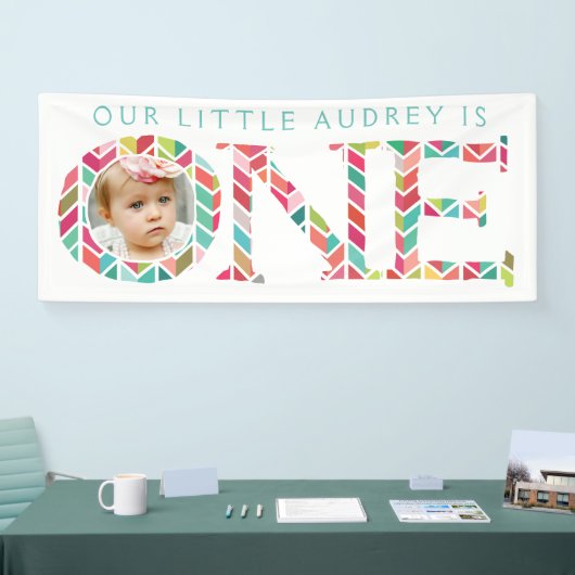 Een jaar oude foto 1e verjaardagsfeestbanner spandoek (Beurs)