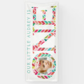 Een jaar oude foto 1e verjaardagsfeestbanner spandoek (Verticaal)