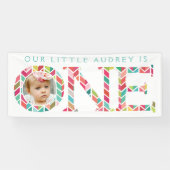 Een jaar oude foto 1e verjaardagsfeestbanner spandoek (Horizontaal)