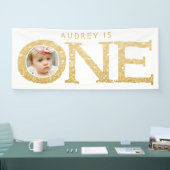 Een jaar oude foto 1e verjaardagsfeestbanner spandoek (Beurs)