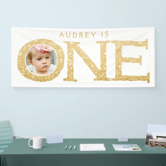 Een jaar oude foto 1e verjaardagsfeestbanner spandoek (Beurs)