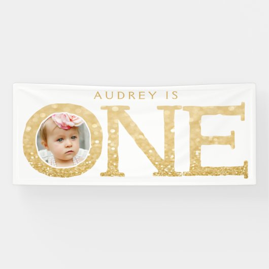 Een jaar oude foto 1e verjaardagsfeestbanner spandoek (Horizontaal)