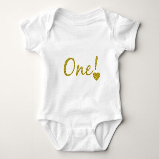 Een jaar oude Gouden Glitter Baby Jersey Bodysuit (Voorkant)