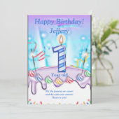 Een jaar oude Happy Birthday-kaart (Staand voorkant)