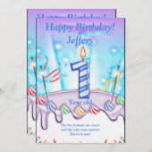 Een jaar oude Happy Birthday-kaart (Voorkant / Achterkant)