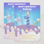 een jaar oude Happy Birthday-kaart gepersonaliseer (Voorkant / Achterkant)