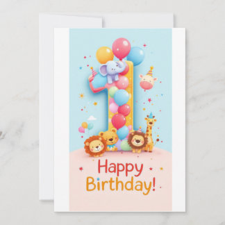 Een jaar oude Safari Party Verjaardag Kaart