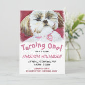 Een jaar oude Shih Tzu uitnodigen Kaart (Staand voorkant)