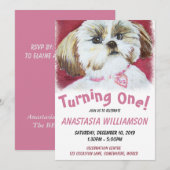 Een jaar oude Shih Tzu uitnodigen Kaart (Voorkant / Achterkant)