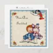  één jaar oude uitnodiging voor jongen (Voorkant / Achterkant)