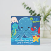 Een jaar oude verjaardag Octopus Party Kaart (Staand voorkant)