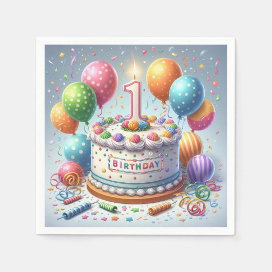 Een jaar oude verjaardag servet (Voorkant)