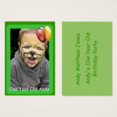 Een jaar oude verjaardagsfotokaarten visitekaartjes (Voorkant /achterkant)