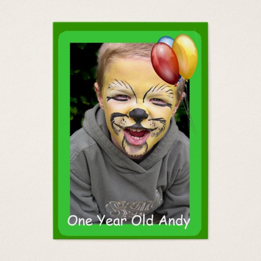 Een jaar oude verjaardagsfotokaarten visitekaartjes (Voorkant)