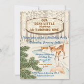 Een Jaar Oude Winter Woodland Deer Invites Kaart (Voorkant)