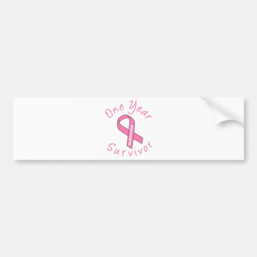 Eén jaar overleving (Circle Pink Ribbon) Bumpersticker (Voorkant)