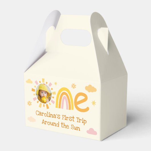 Een jaar rond de zon Verjaardag Foto Bedankdoosjes (Voorkant Zijde)