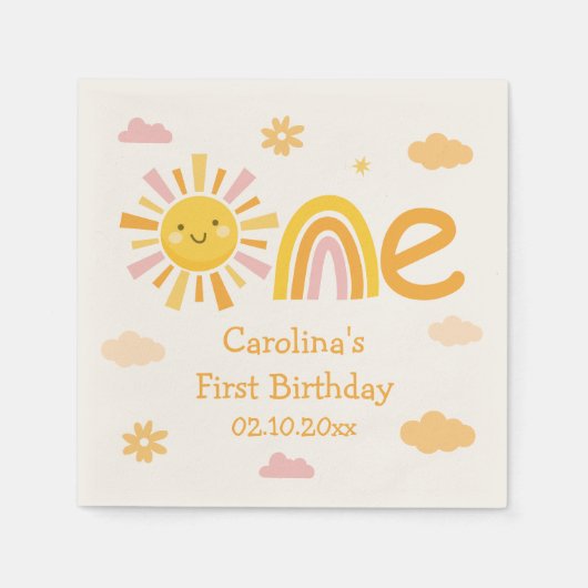 Een jaar rond de zon verjaardagsfeestje meisje servet (Voorkant)