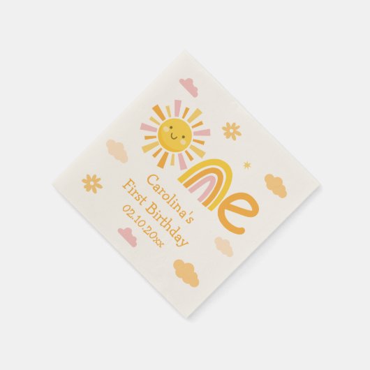 Een jaar rond de zon verjaardagsfeestje meisje servet (Hoek)