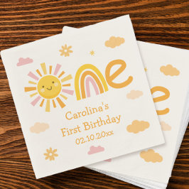 Een jaar rond de zon verjaardagsfeestje meisje servet