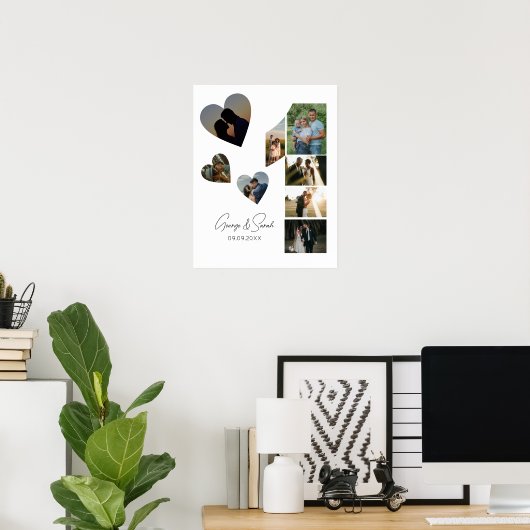Een jaar samen bruiloft Jubileum 5 Foto Poster (Thuiskantoor)