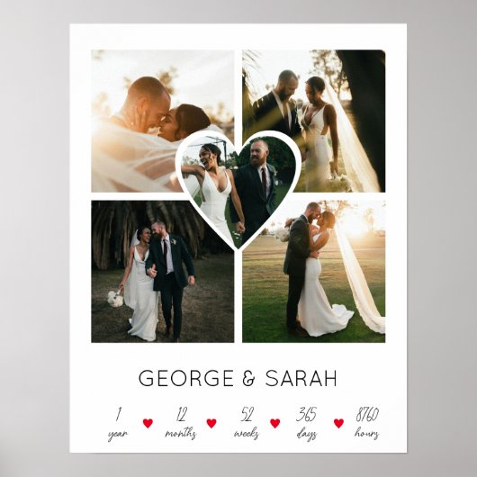 Eén jaar samen Huwelijksjubileum 5 foto's Poster (Voorkant)