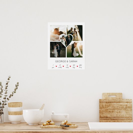 Eén jaar samen Huwelijksjubileum 5 foto's Poster (Keuken)