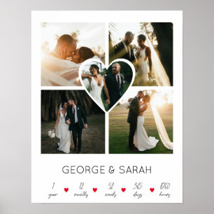 Eén Jaar Samen Huwelijksverjaardag 5 Foto Poster