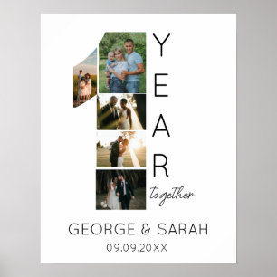 Eén Jaar Samen Huwelijksverjaardag 5 Foto Poster