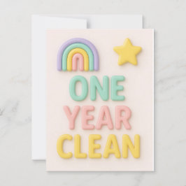 Een Jaar Schone nuchterheid NA nuchtere verjaardag Briefkaart