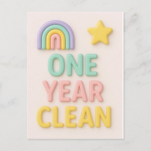 Een Jaar Schone nuchterheid NA nuchtere verjaardag Briefkaart (Voorkant)