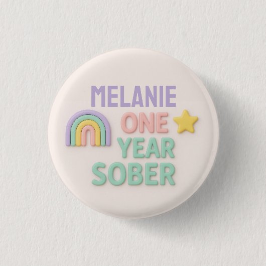 Een jaar Sober nuchterheid geschenk LGBT gepersona Ronde Button 3,2 Cm (Voorkant)