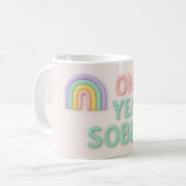 Een jaar Sober nuchterheid geschenk LGBT regenboog Koffiemok (Voorkant links)