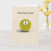 Eén Jaar Sobere Poolbal Ter Herinnering Kaart (Gele Bloem)