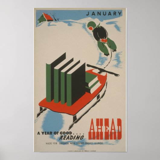 Een jaar van goed lezen vooruit Vintage WPA-poster Poster (Voorkant)