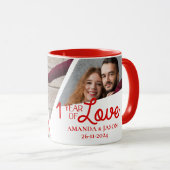 Een jaar van liefde multi foto collage Jubileum Mok (Voorkant rechts)