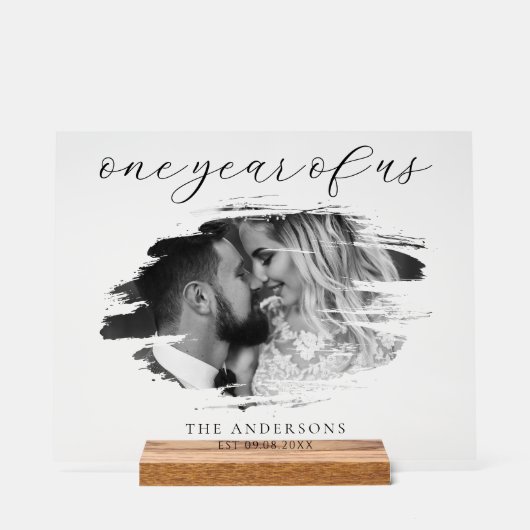 Een jaar van ons eerste bruiloft Jubileum Acryl Bord (Voorkant)