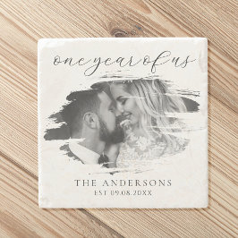 Een jaar van ons eerste bruiloft Jubileum Stenen Onderzetter