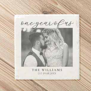 Een jaar van ons eerste bruiloft Jubileum Stenen Onderzetter