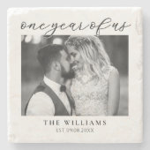 Een jaar van ons eerste bruiloft Jubileum Stenen Onderzetter (Voorkant)