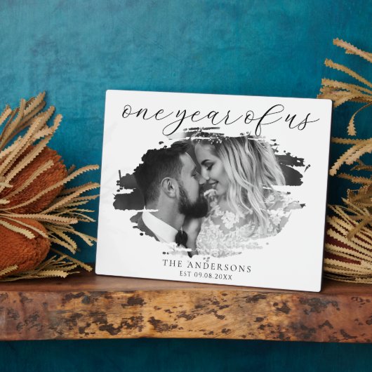 Eén jaar van ons eerste huwelijksjubileum fotoplaat (Zijkant)