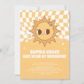 Een jaar van Sunshine Yellow Groovy 1e Verjaardag Kaart (Voorkant)